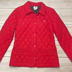 LACOSTE Women’s Size 36 Small Cotton Polyamide Quilted Jacket Snap Closure Red